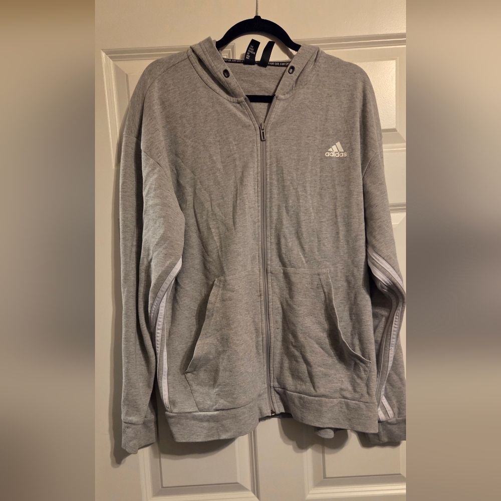 Adidas Gray Zip-Up Hoodie MENS XL